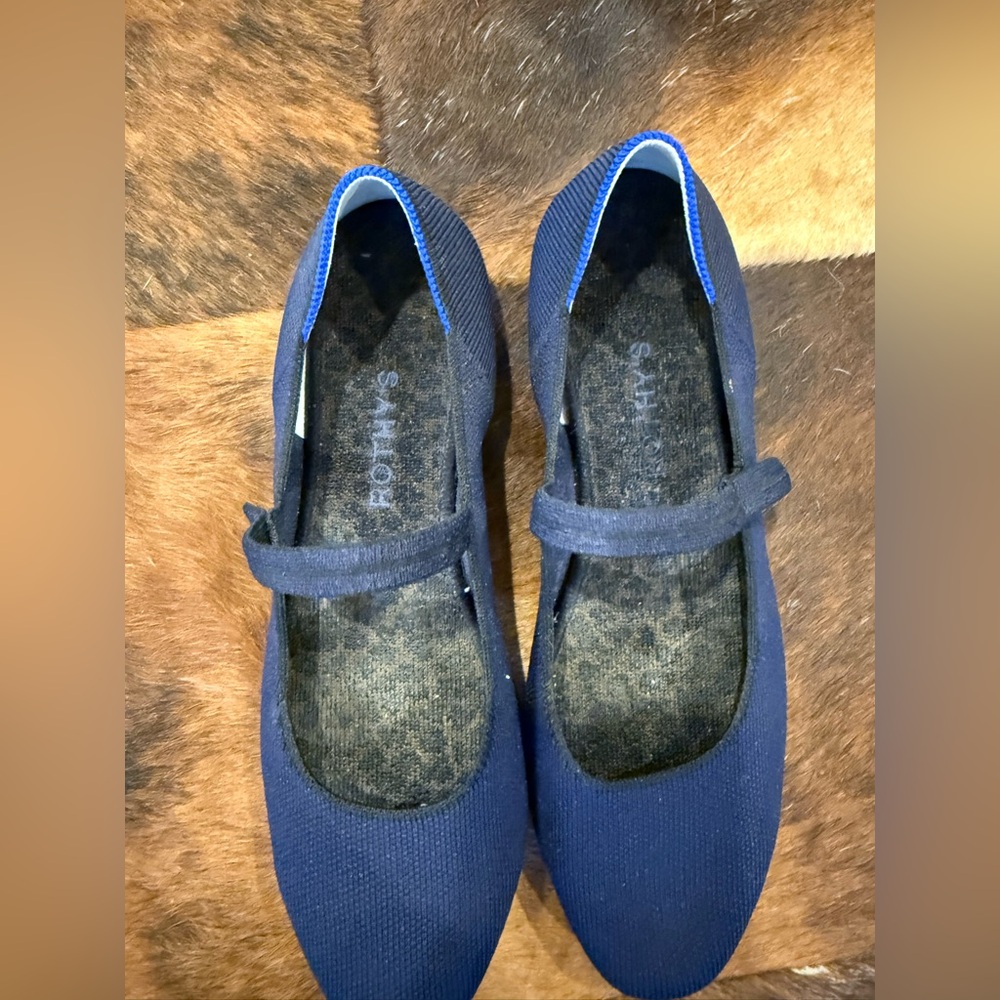 Rothy's Navy Mary Jane Flats with Strap - Picture 4 of 9